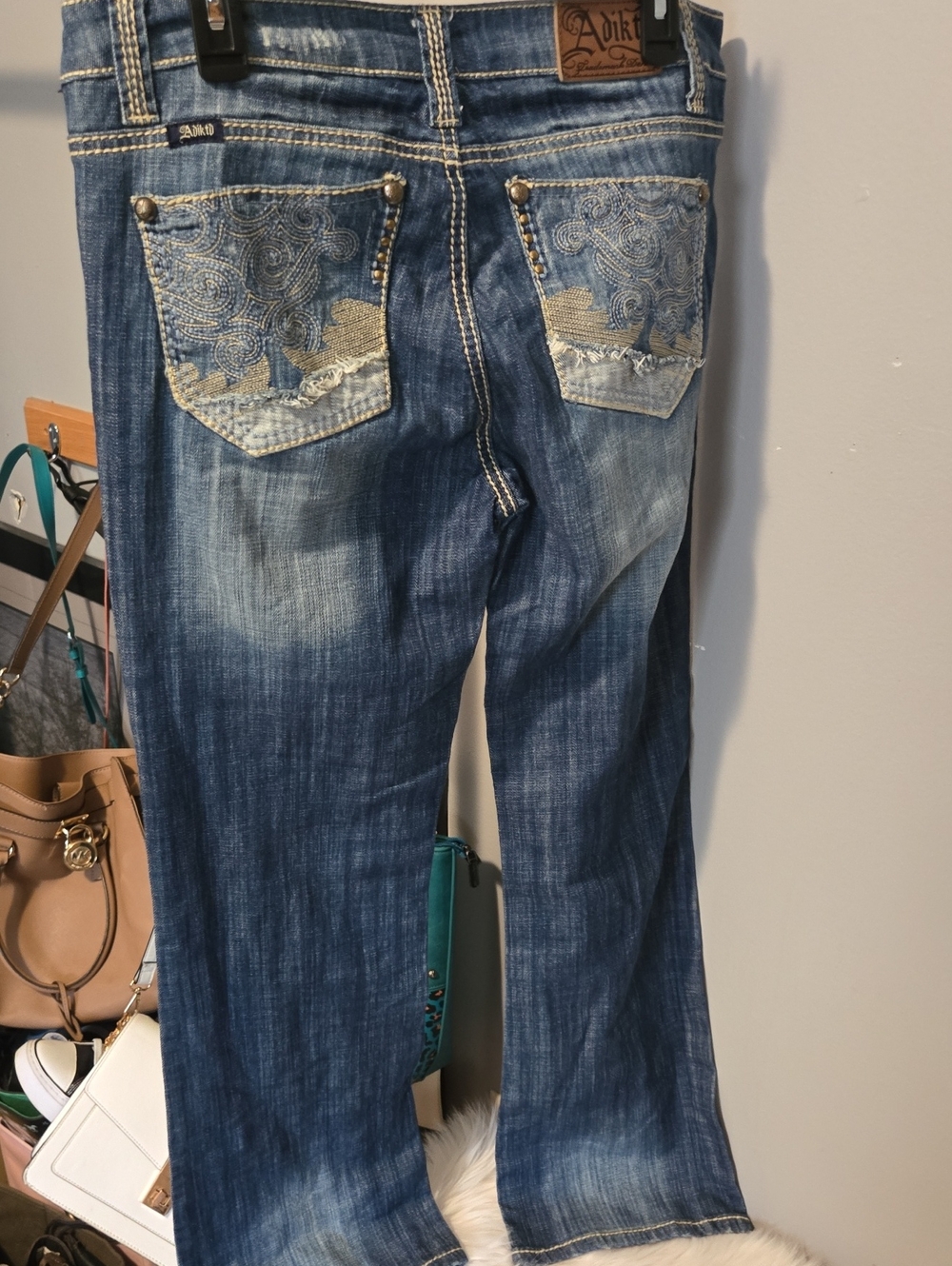 Adiktd Blue Embroidered Back Pocket Jeans